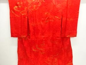 アンティーク　綸子金砂子　雲模様長襦袢